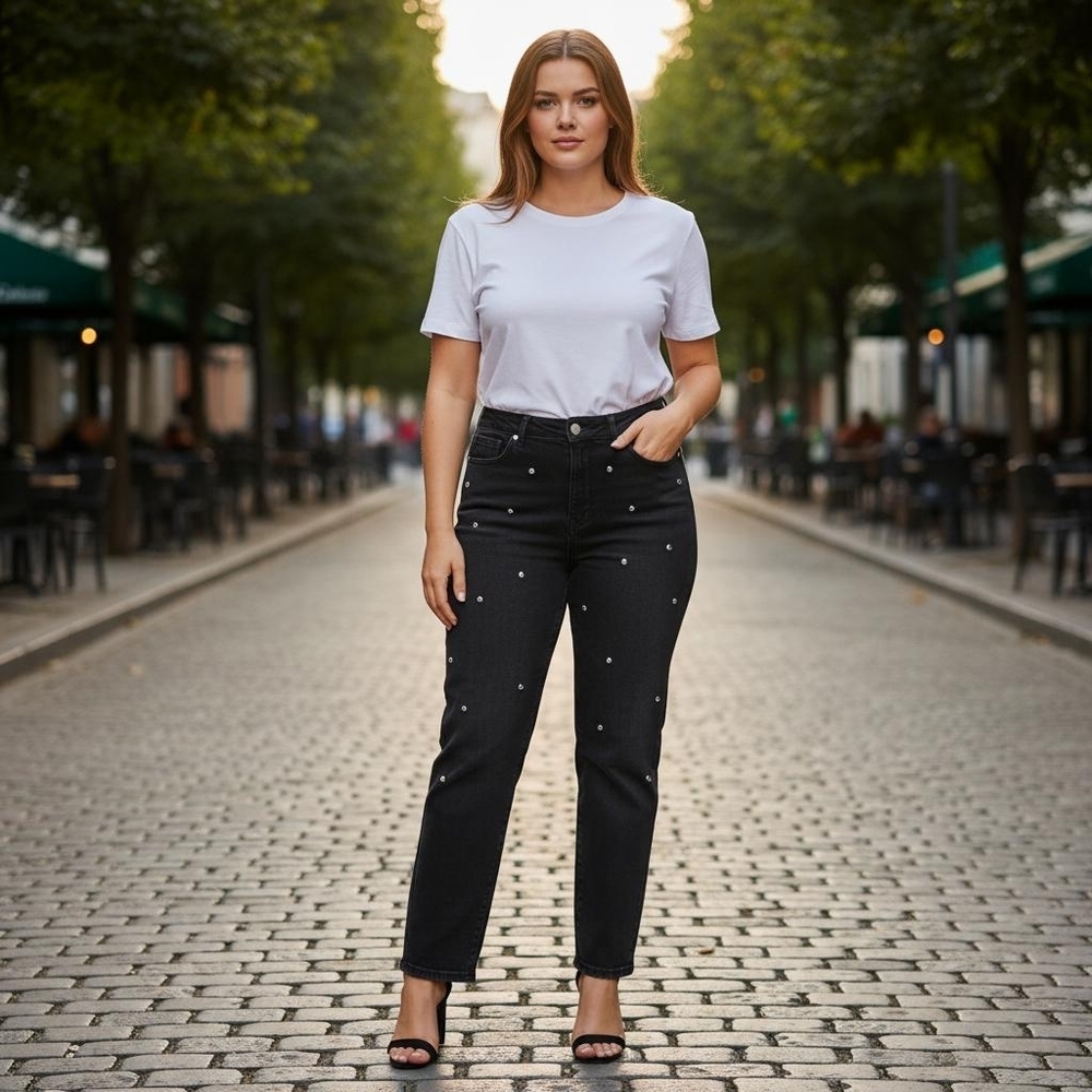 DL1961 Mara Instaculpt Straight Ankle Studded Ocean Black Jeans Size 28